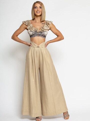 JIORO Wide leg Pants 'ESSENTIALS' in Beige