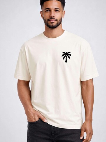 Neverless Shirt 'Minimalistic Palm' in Beige: front