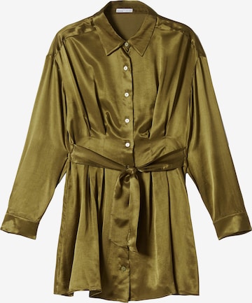 Bershka Košilové šaty – zelená: přední strana