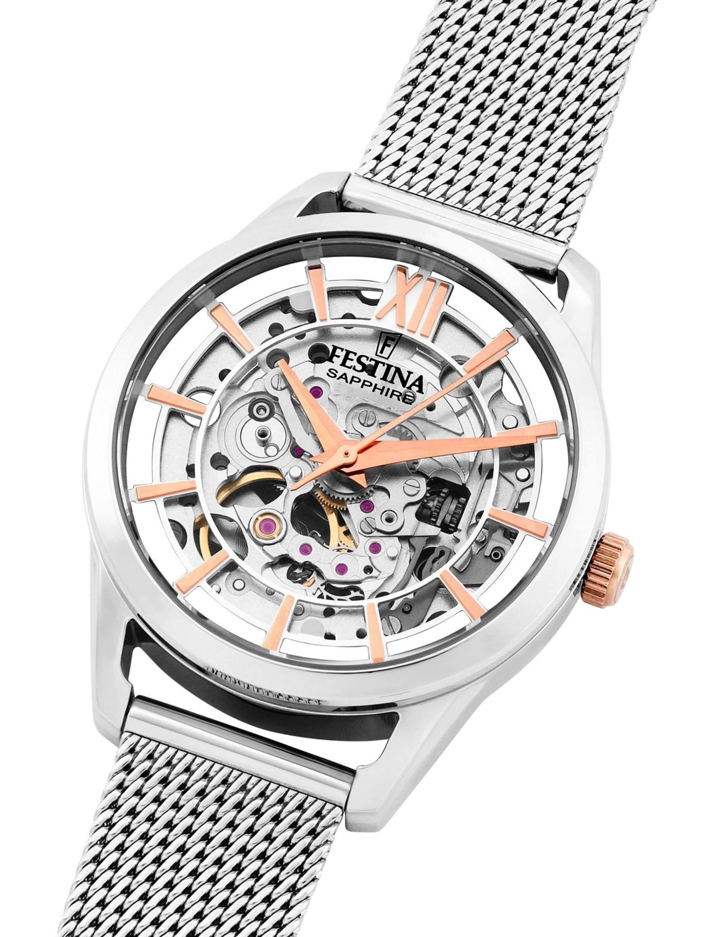 FESTINA Analogové hodinky 'Automatic watch Automatic' – stříbrná