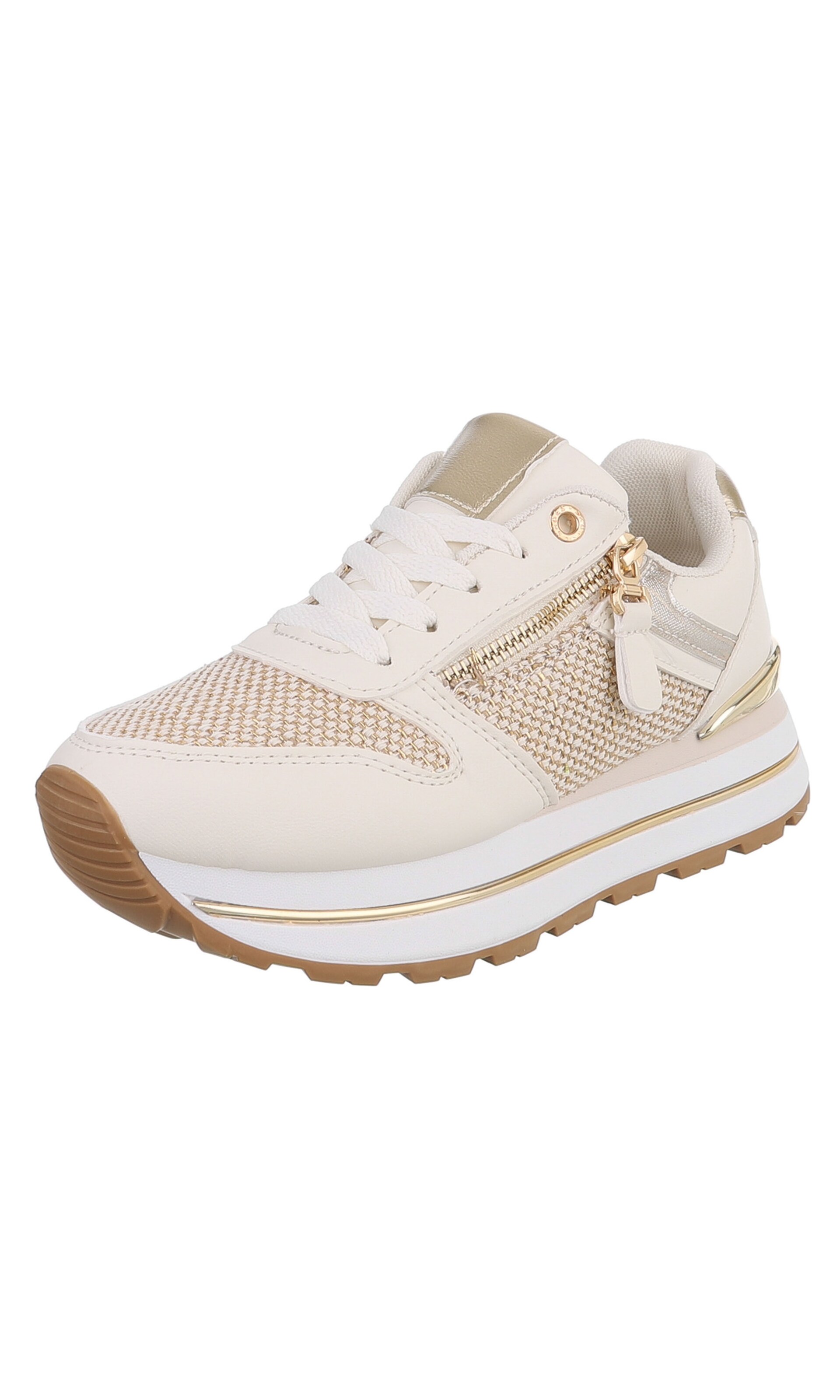 Ital-Design Sneaker in 36 in creme / gold, Produktansicht
