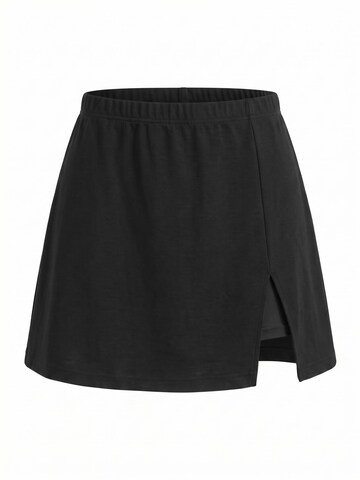 Cupshe Regular Pants 'Asymmetric Leather Mini' in Black: front