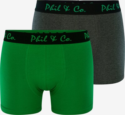 Phil & Co. Berlin Retroshorts ' 2-Pack Jersey ' in grau / grün / grasgrün, Produktansicht