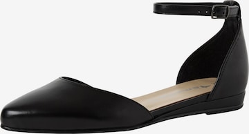 Tamaris Ballerina met riempjes in Zwart: voorkant