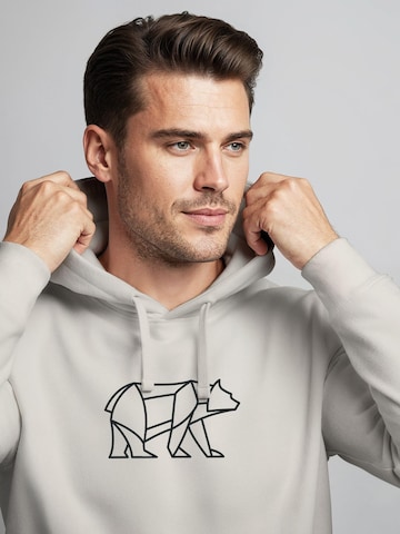 Neverless Sweatshirt 'Bär Lineart Polygon' in Beige