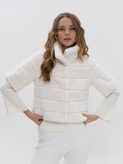 Passioni Between-Season Jacket 'Cropped Fellimitat' in Ecru, Item view