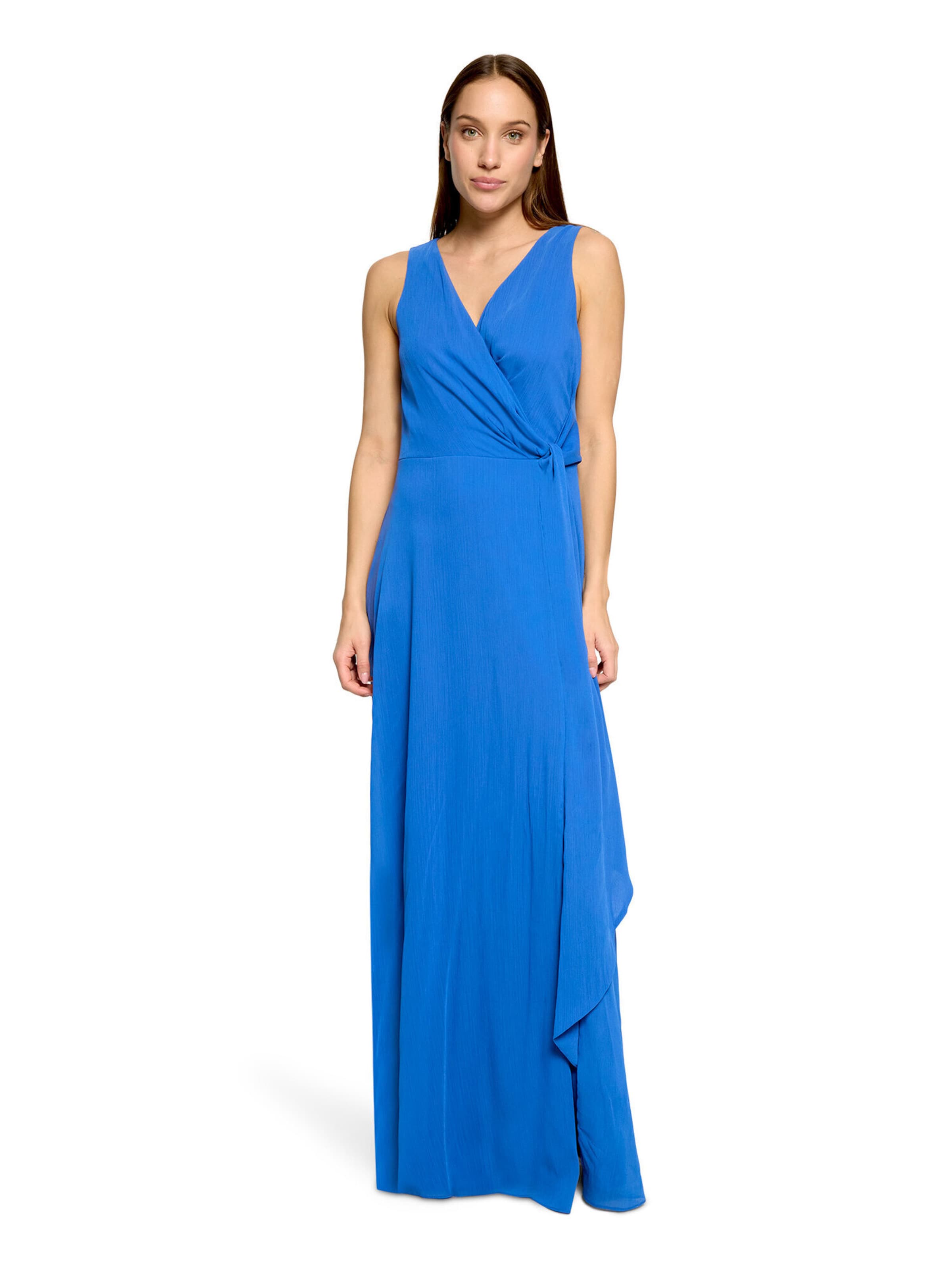 Vera Mont Abendkleid mit Volant in Blau: Vorderseite