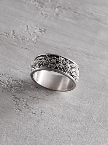 REYTEL Ring 'QING LONG DRAGON' in Zilver: voorkant