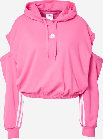 ADIDAS SPORTSWEAR Athletic Sweatshirt 'Hyperglam 3-Stripes With Cutout Detail' in Pink: front