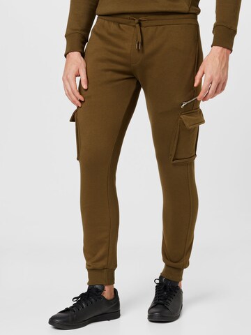 BURTON MENSWEAR LONDON Tapered Cargobyxa i grön: framsida