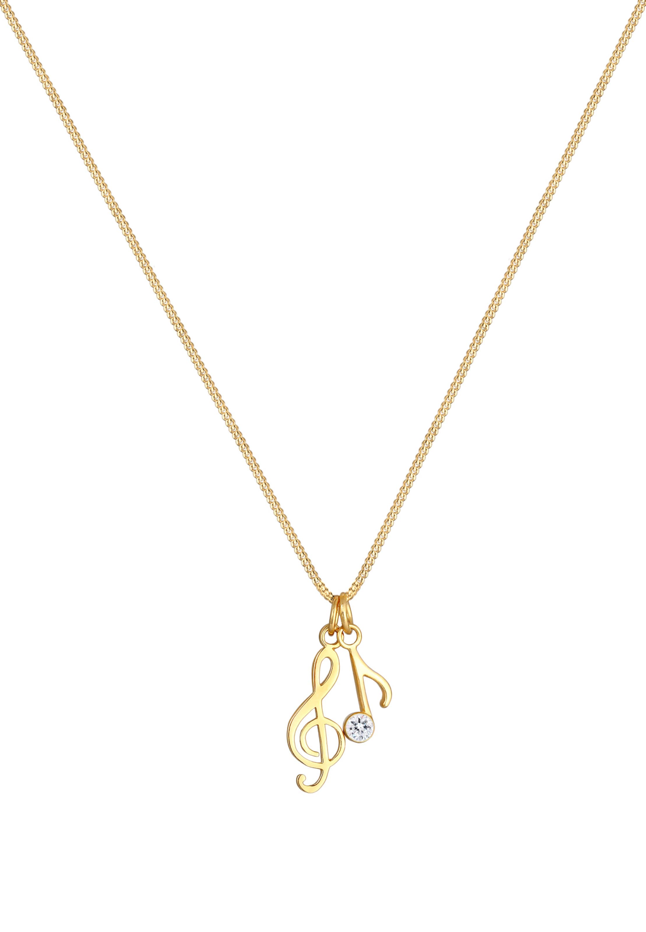 ELLI Halskette Multipendants, Note, Notenschlüssel in Gold