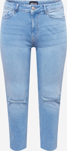 PIECES Curve Slimfit Jeans 'LUNA' in Blauw: voorkant