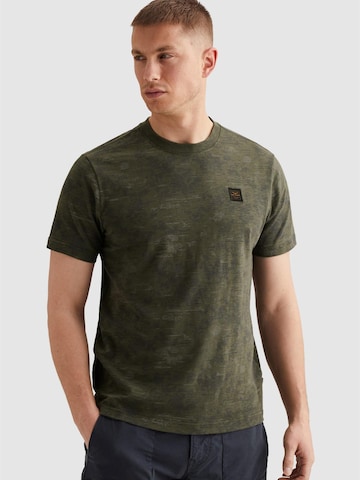 PME Legend Bluser & t-shirts 'PME LEGEND - T-shirt in slub cotton with allover print' i grøn: forside