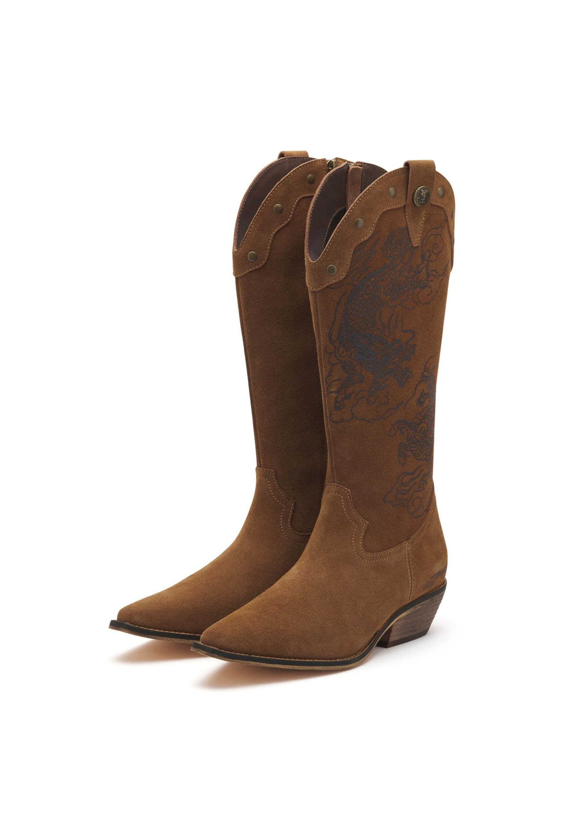 Ed Hardy Καουμπόικη μπότα σε καφέ