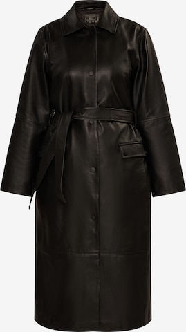 faina Between-Seasons Coat in Black: front