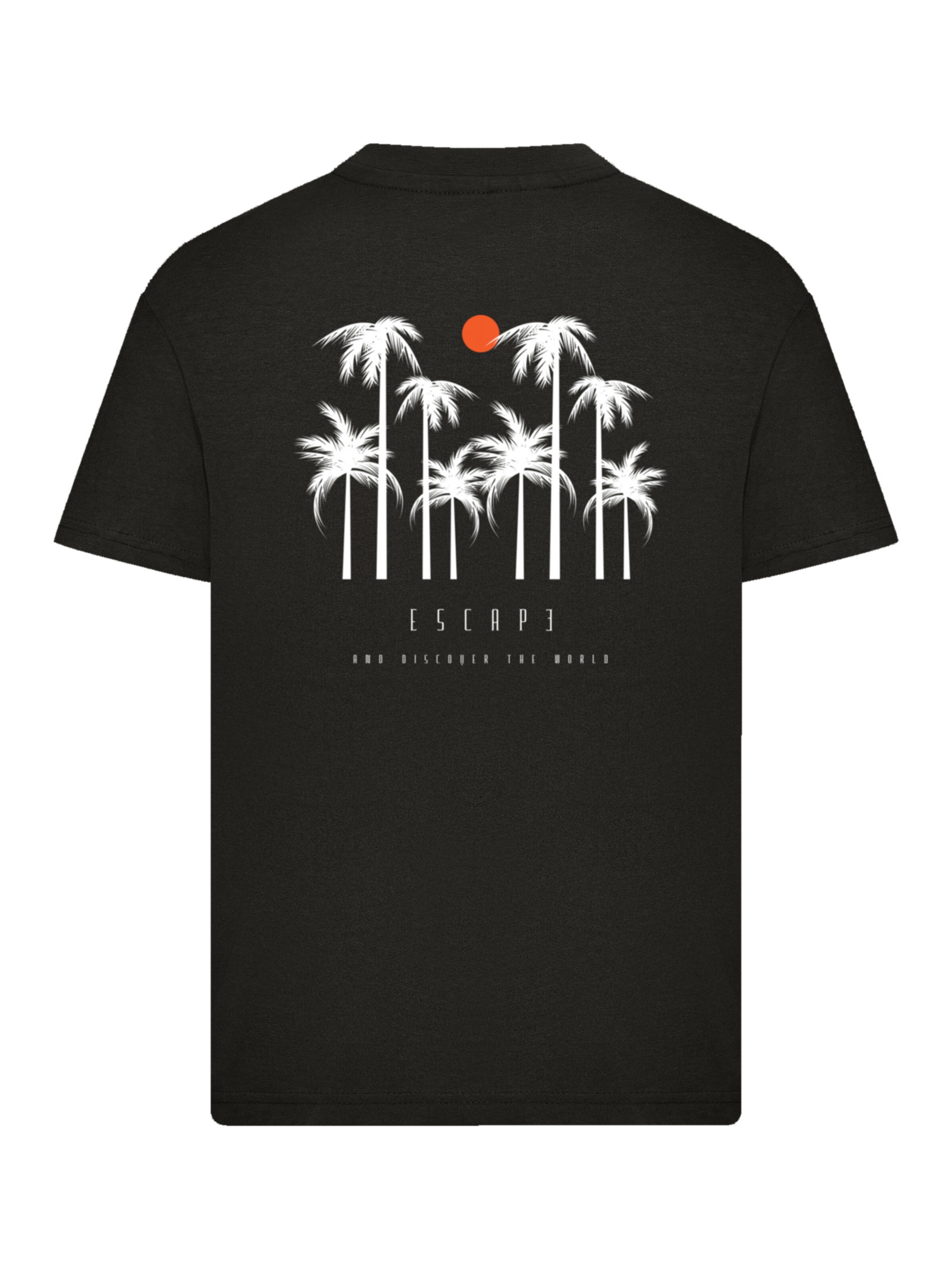 F4NT4STIC Shirt 'Escape Discover the World Palm Trees White' in Black