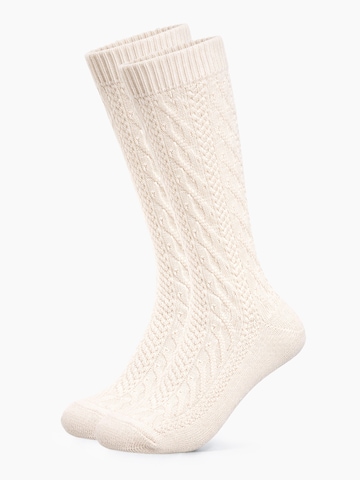 HerzSticht Traditional socks 'Bergdistel' in Beige: front