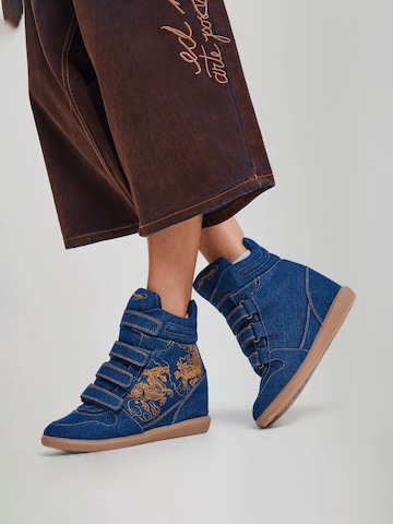 Sneaker înalt de la Ed Hardy pe albastru: față