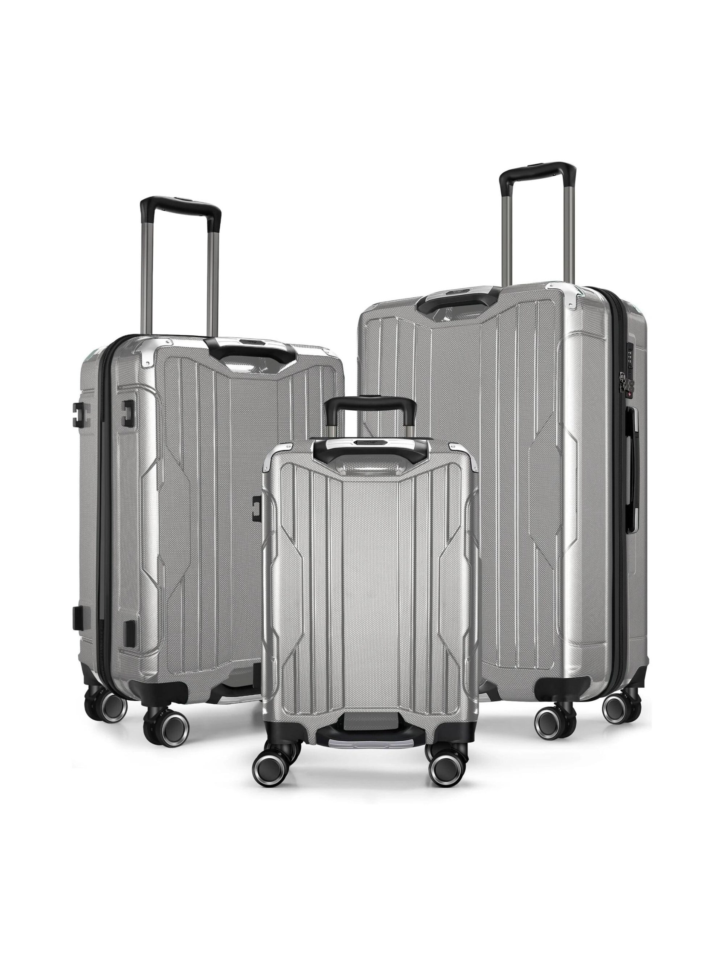 4FLY Suitcase Set 'Carbo' in Silver: front