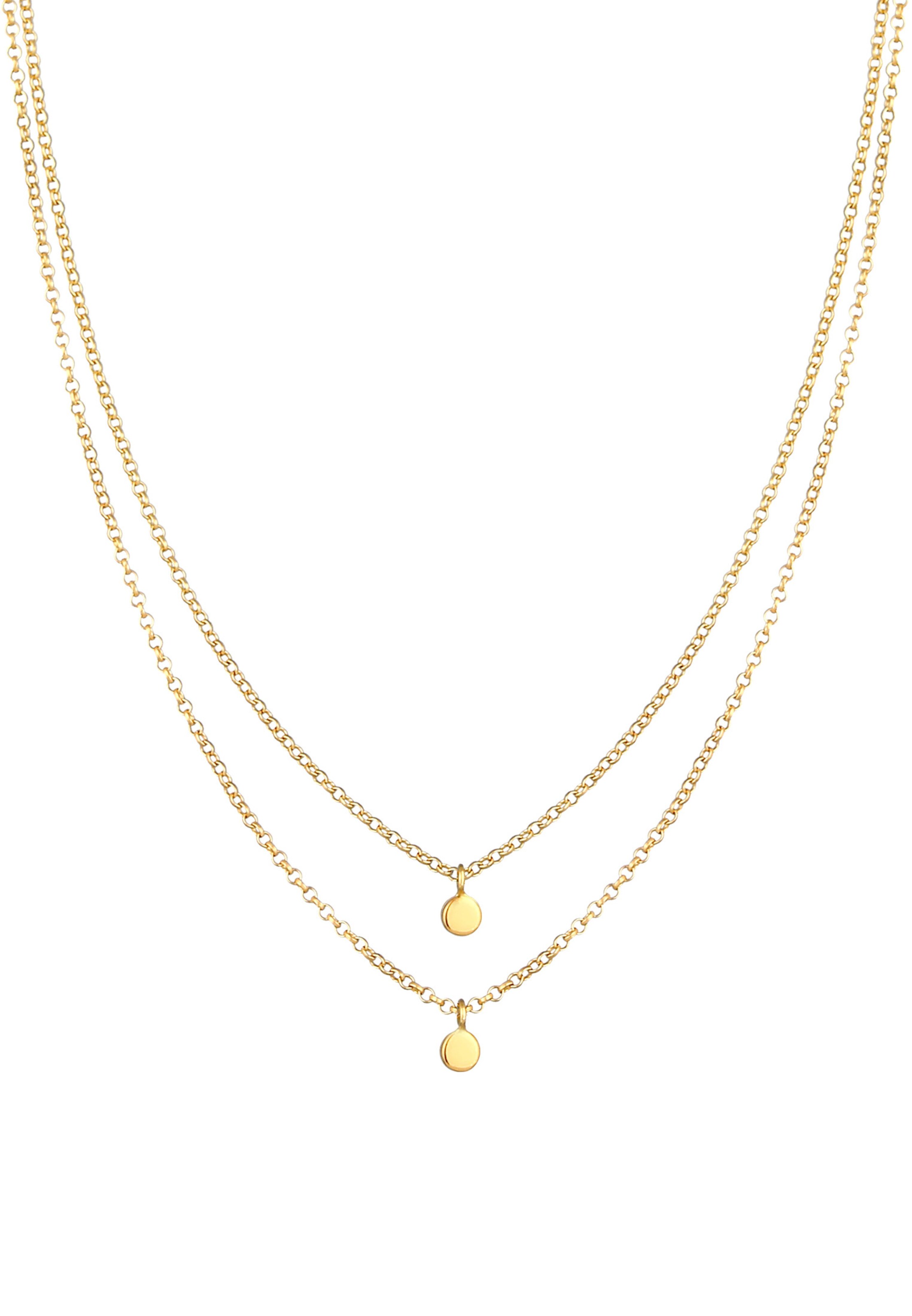 ELLI PREMIUM Halskette Geo, Kreis, Layer in Gold