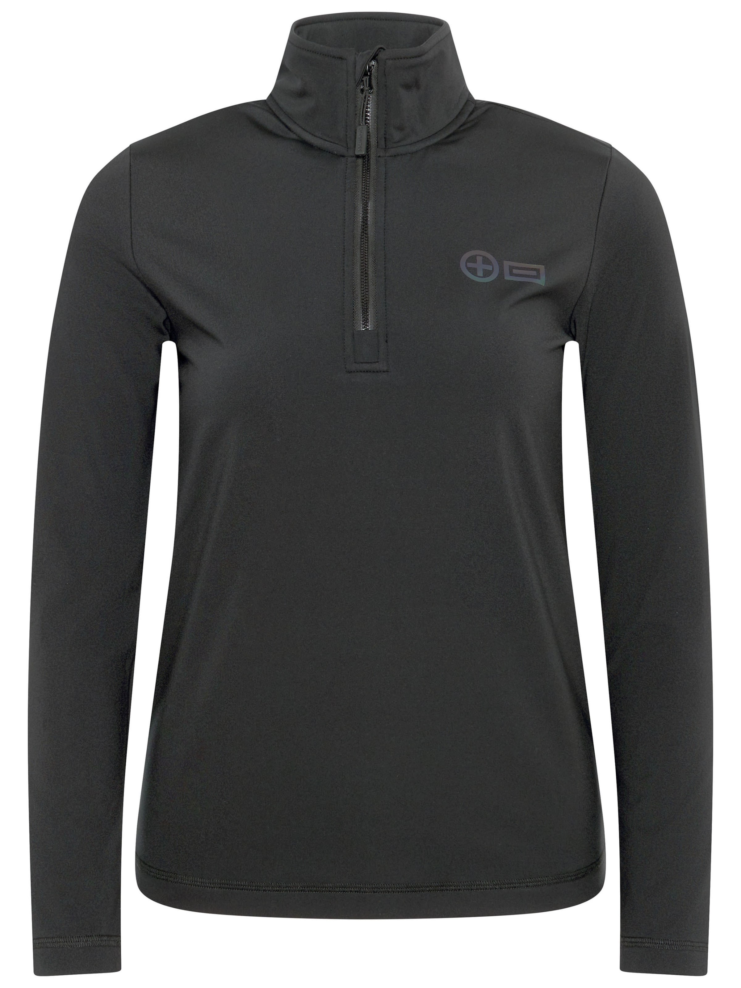CHIEMSEE Fleecepullover ' mit auffälligem PlusMinus-Print ' in Schwarz: Vorderseite