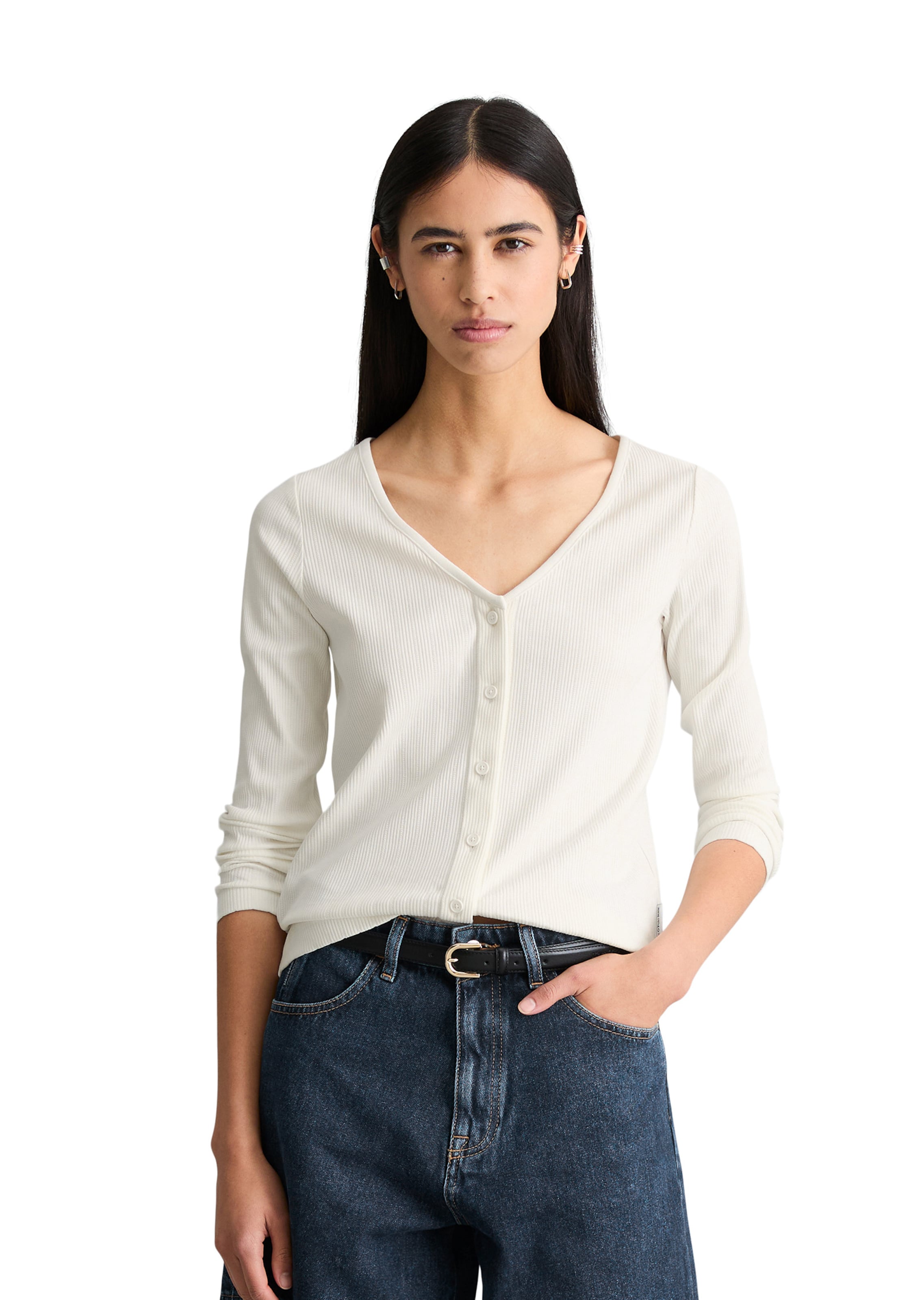 Marc O'Polo DENIM Gebreid vest in Wit: voorkant