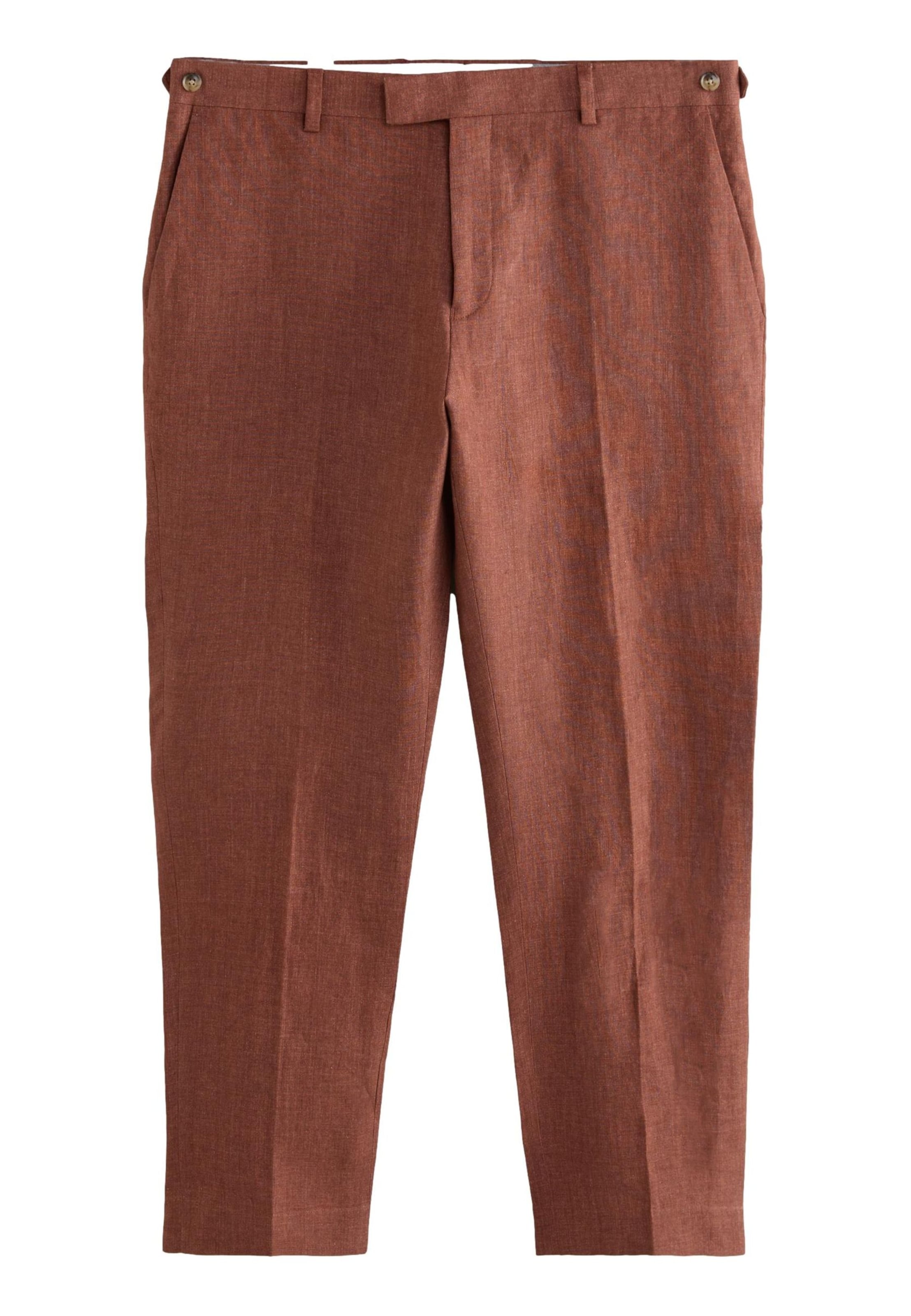 Coupe slim Pantalon à plis Next en marron : devant