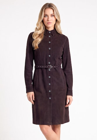 Robe-chemise DreiMaster PREMIUM en marron : devant