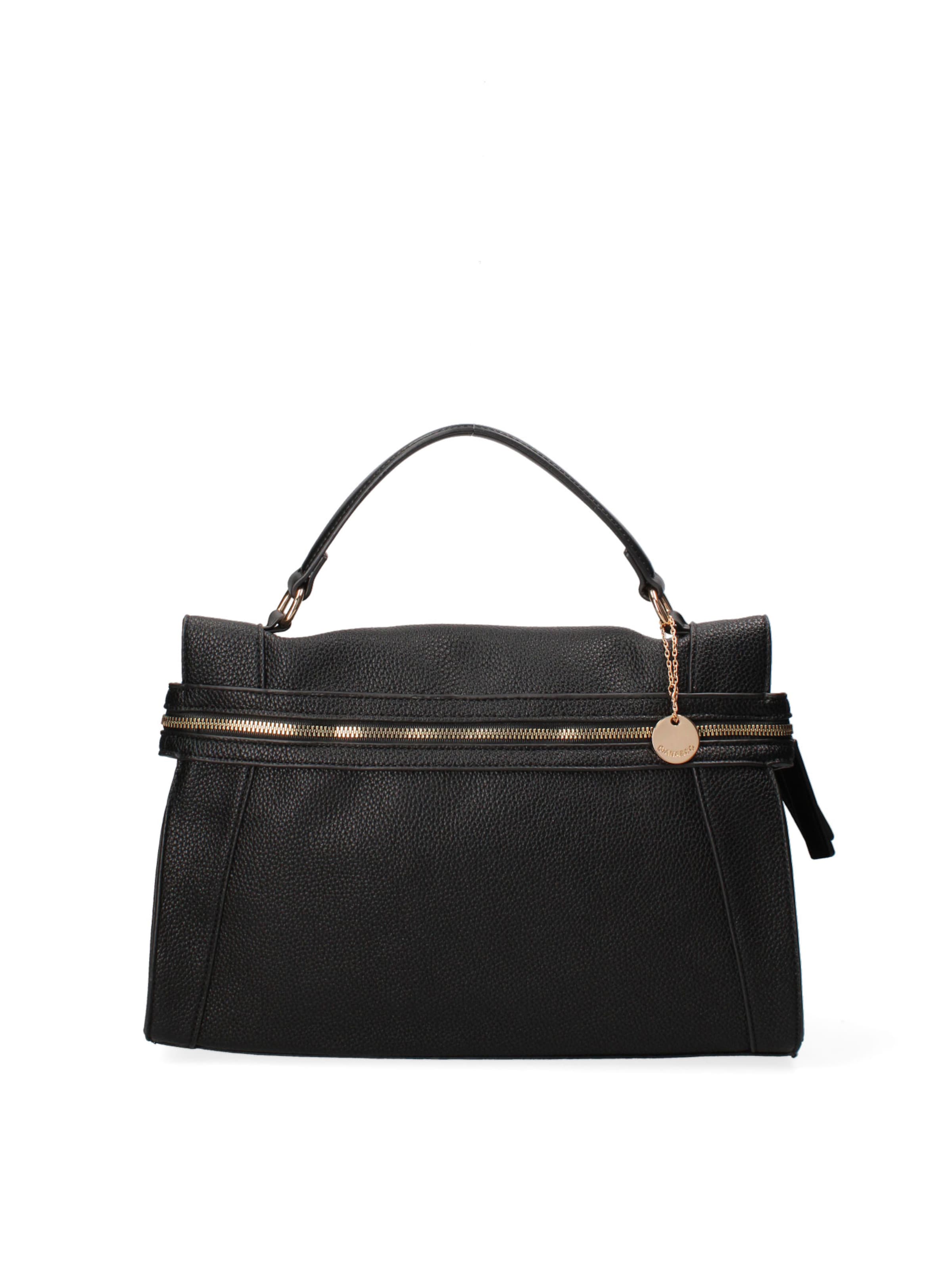 Borsa a mano 'Borsa a Mano Donna Ecopelle - Zip e Tracolla Rimovibile' di Diana&Co. in nero: frontale