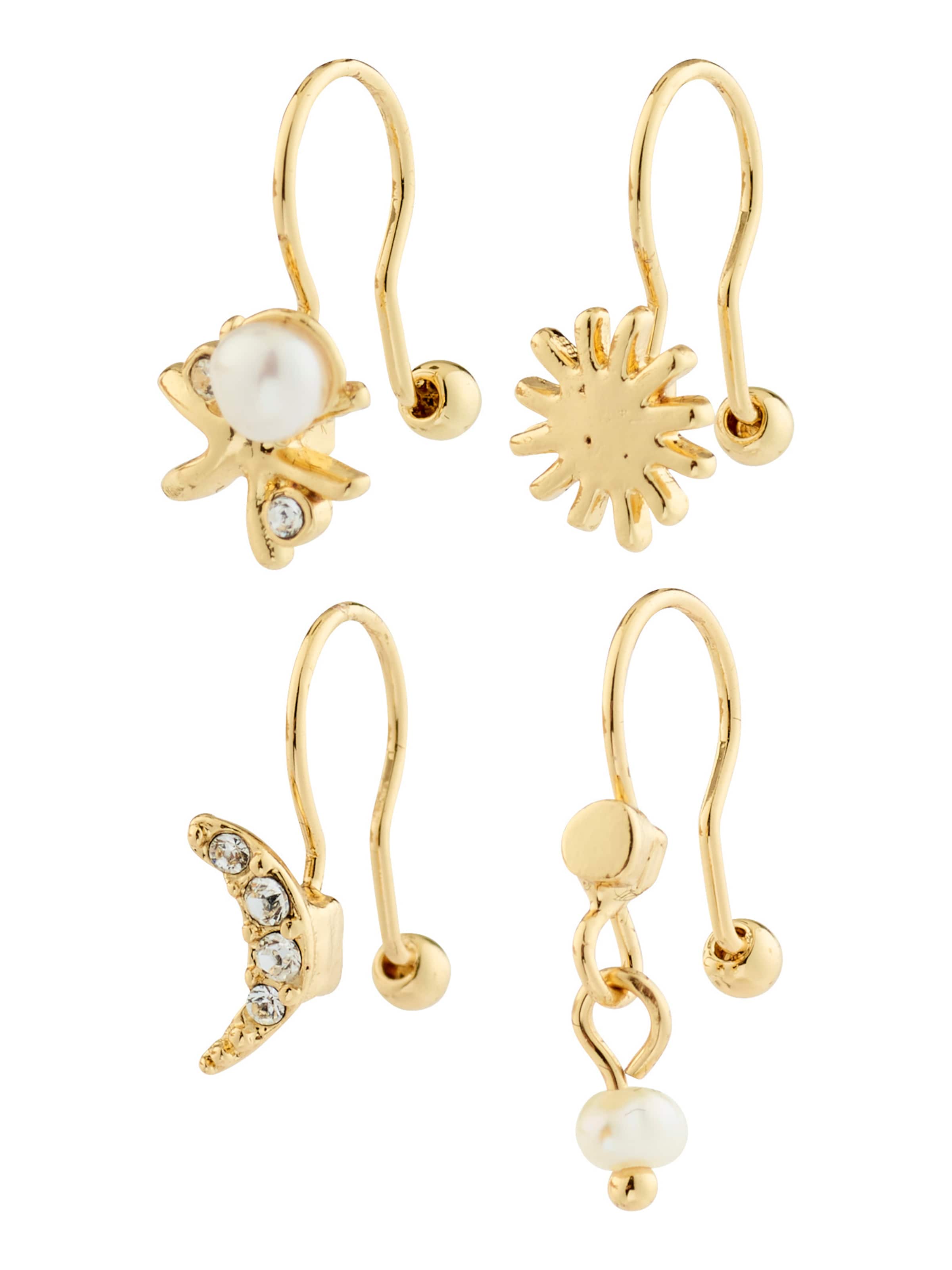 Pilgrim Boucles d'oreilles 'EVON' en or / transparent / blanc perle, Vue avec produit