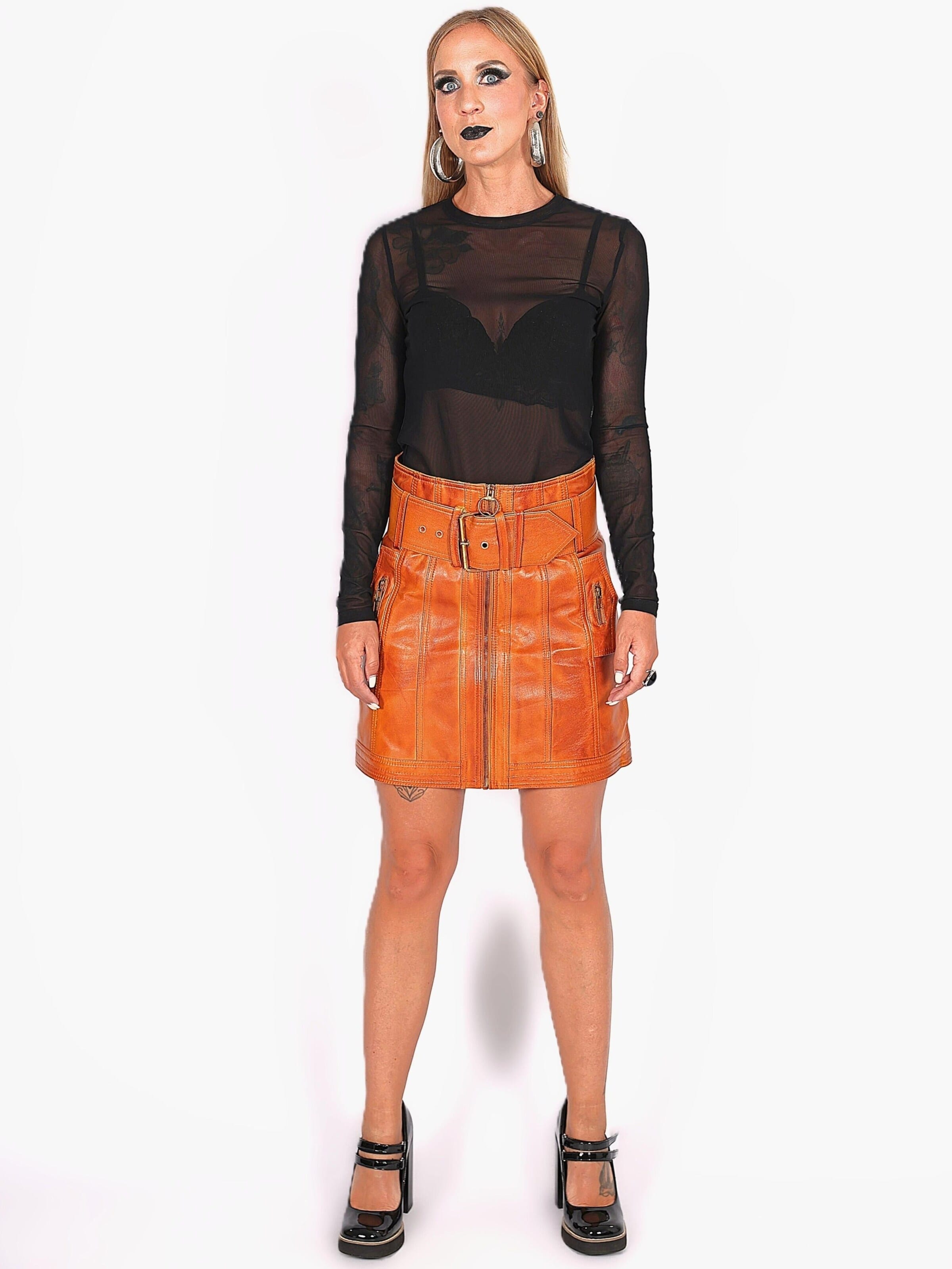Be  Noble Rok 'Lederrock im A-Style Used Look' in Bruin