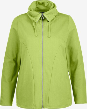 Ulla Popken Zip-Up Hoodie in Green: front