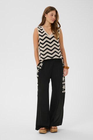 Cream Wide Leg Hose 'Allie' in Schwarz