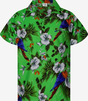Regular fit Camicia 'Cherryparrot' di King Kameha in verde: frontale