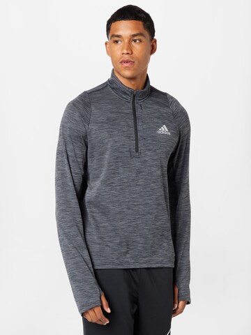 Hanorac sport 'Run Icons 3-Bar Warm ' de la ADIDAS SPORTSWEAR pe negru: față