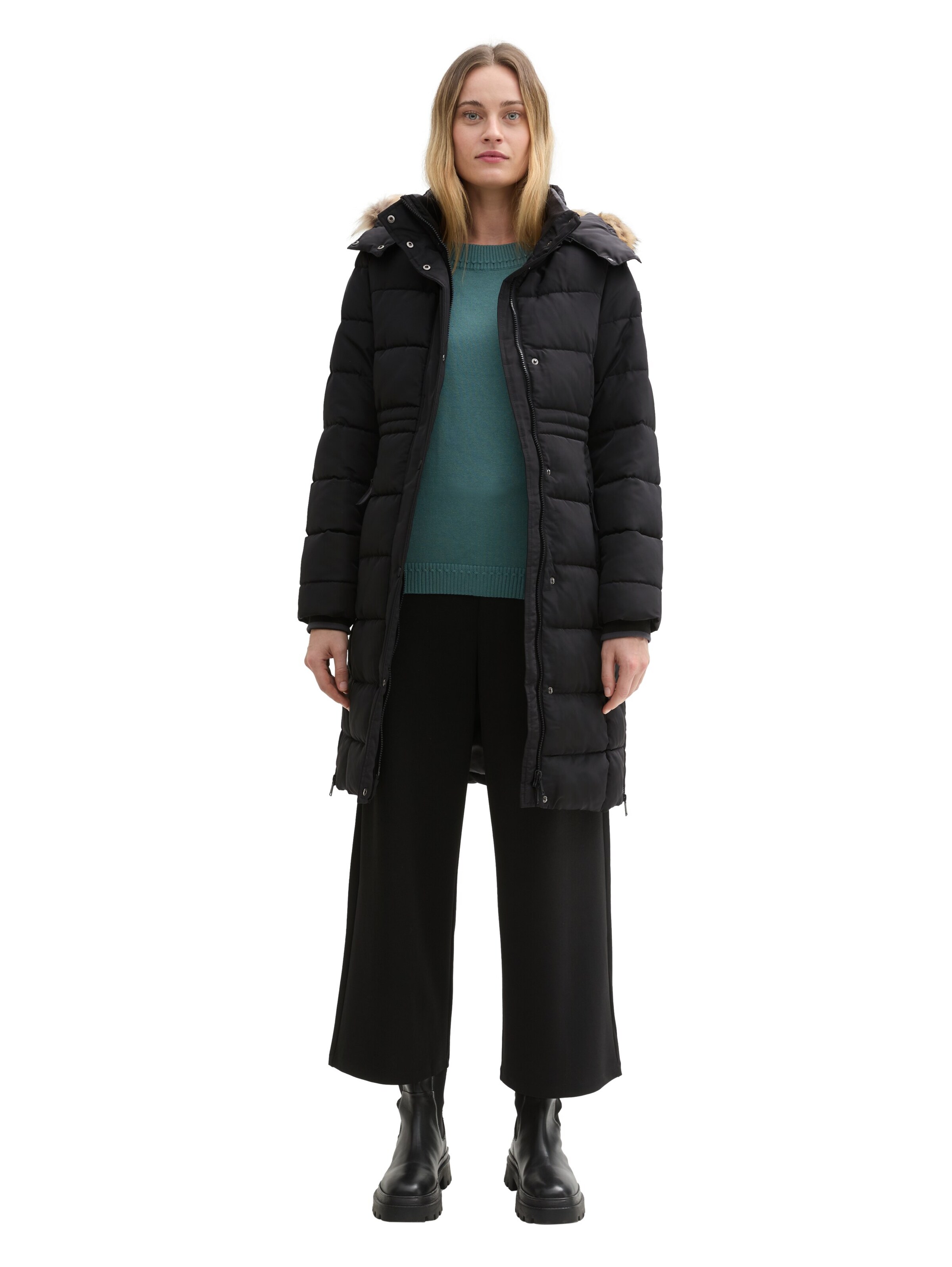 TOM TAILOR Pitkä talvitakki värissä musta