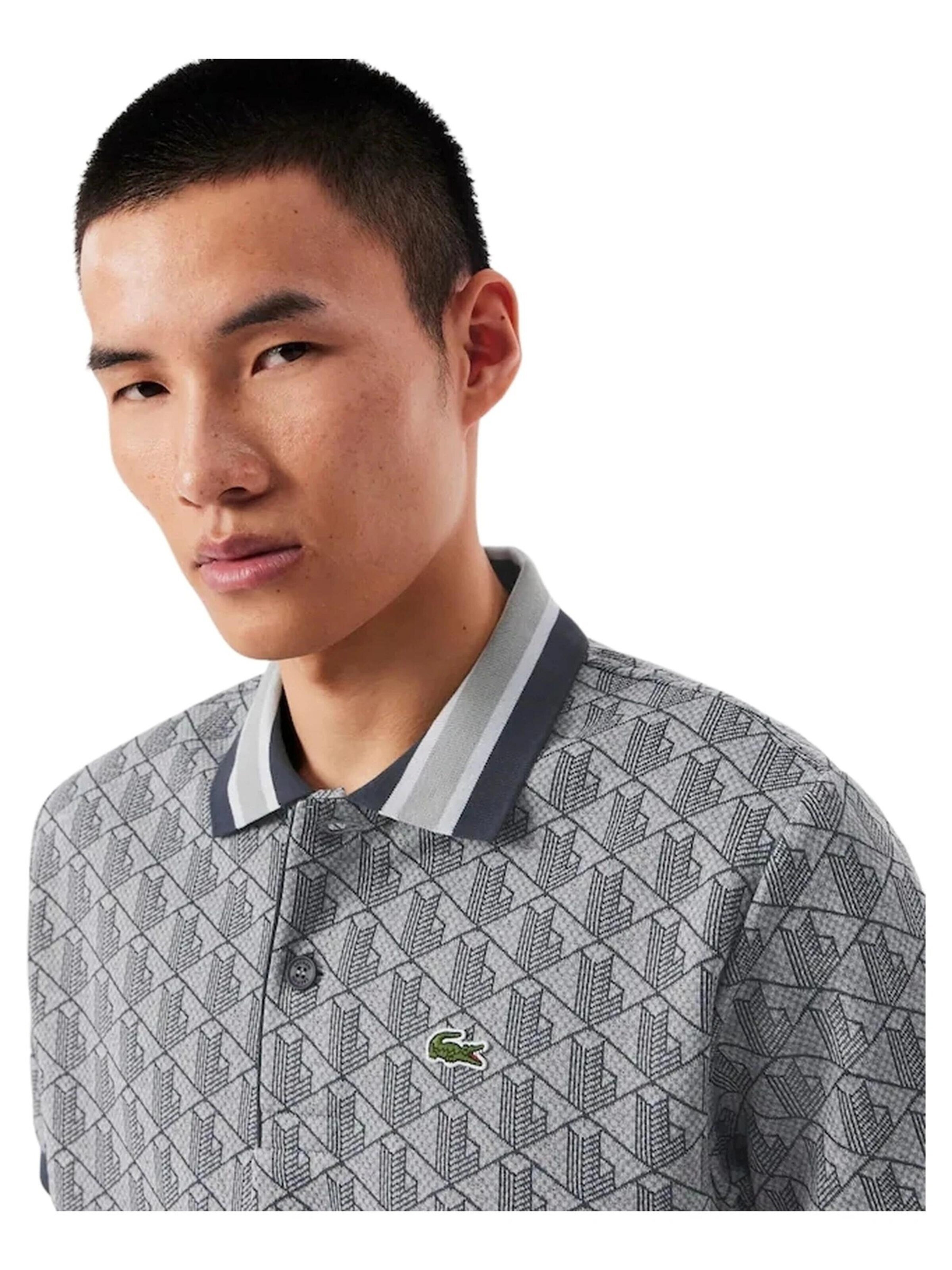 LACOSTE - Camiseta 'Polo lacoste gris jaquard monogran polo shirt' en gris