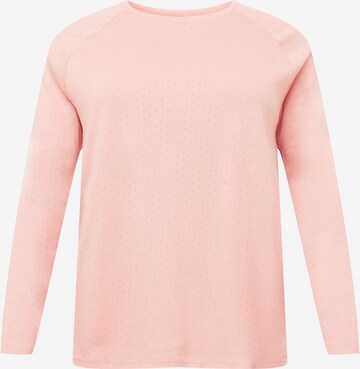 Zizzi Shirt 'HALLA' in Roze: voorkant