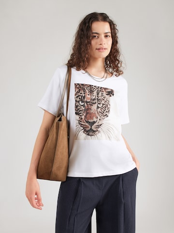 Tricou de la monari pe alb: față