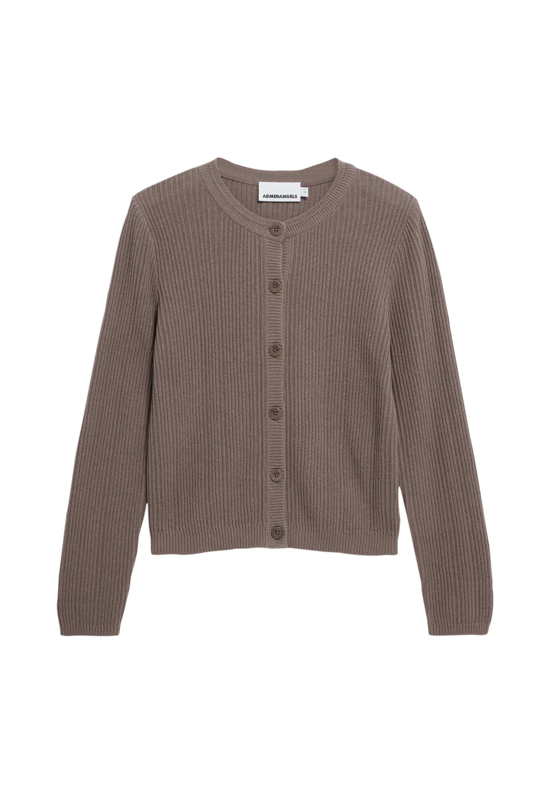 ARMEDANGELS Gebreid vest 'Ricalaa Lino' in Bruin: voorkant