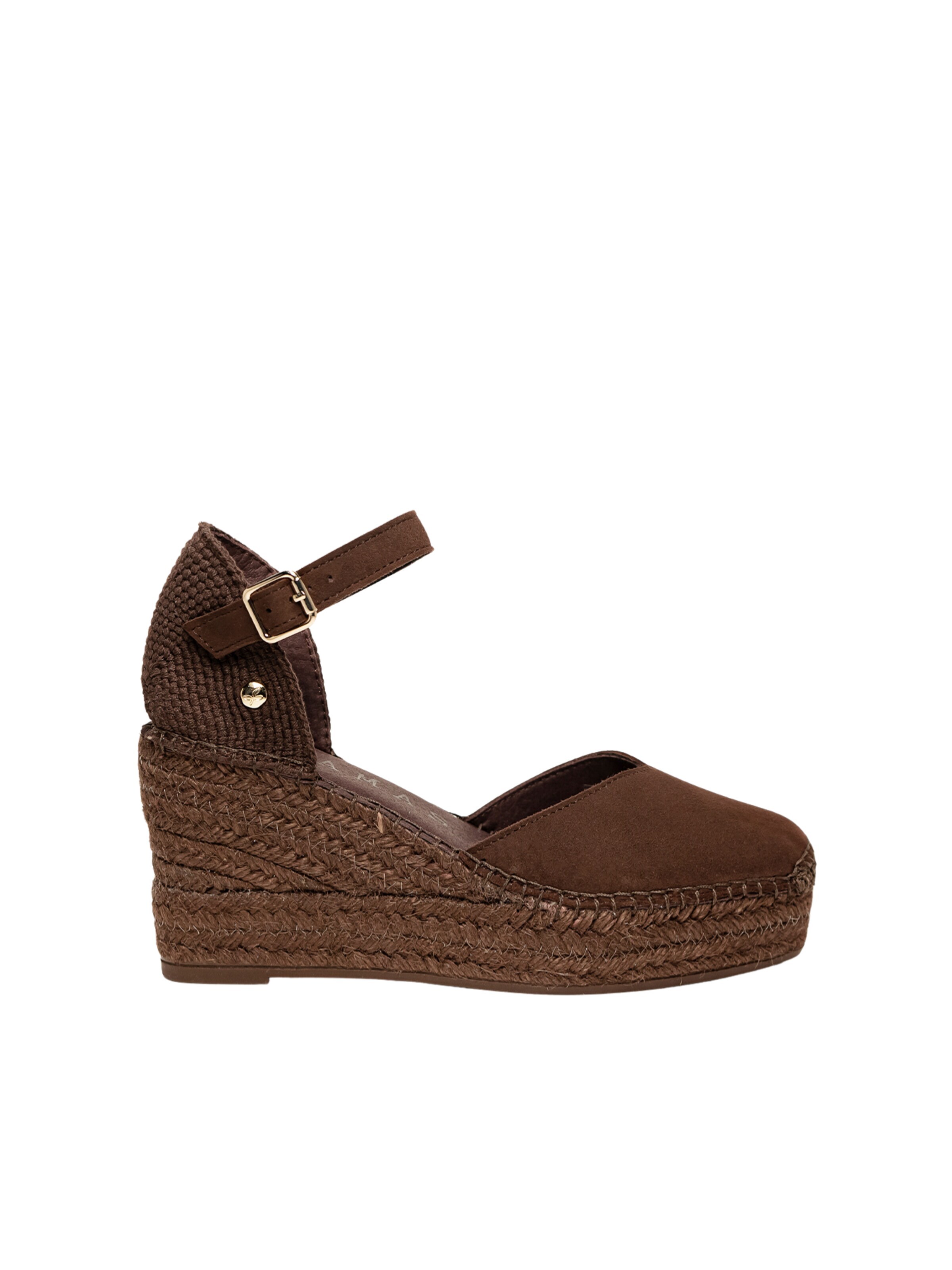 Alhamas Pumps 'Alpargata Cuña 8 cm Ante' in Bruin: voorkant