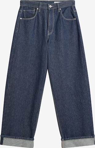 Jeans de la Bershka pe albastru: față