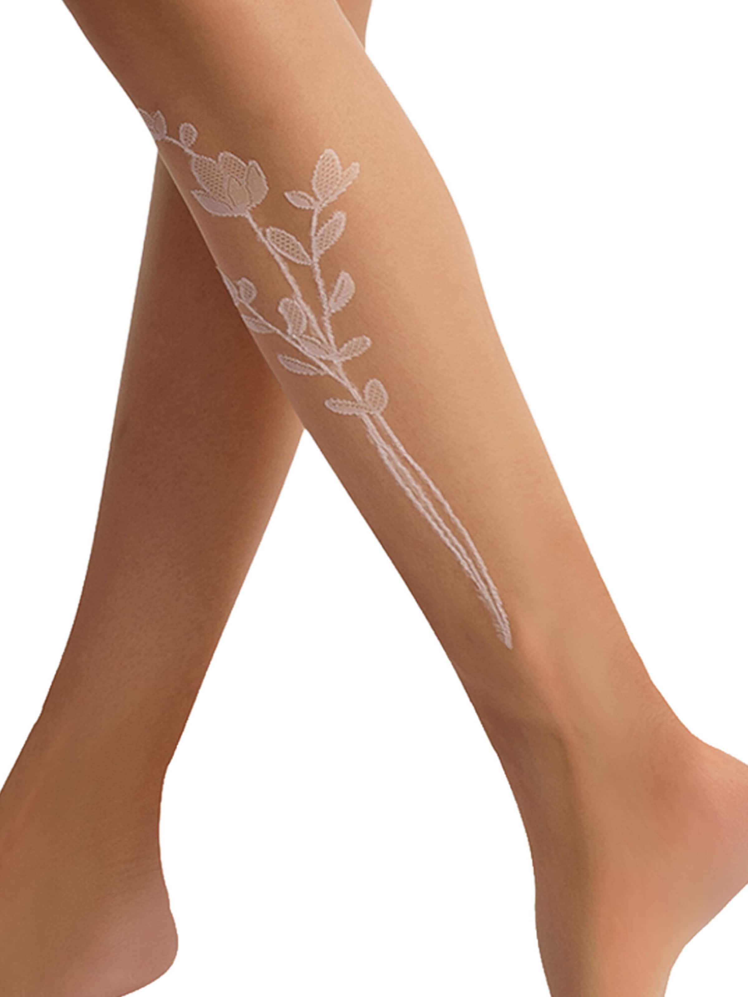 Collants 'Floral Love' KUNERT en beige