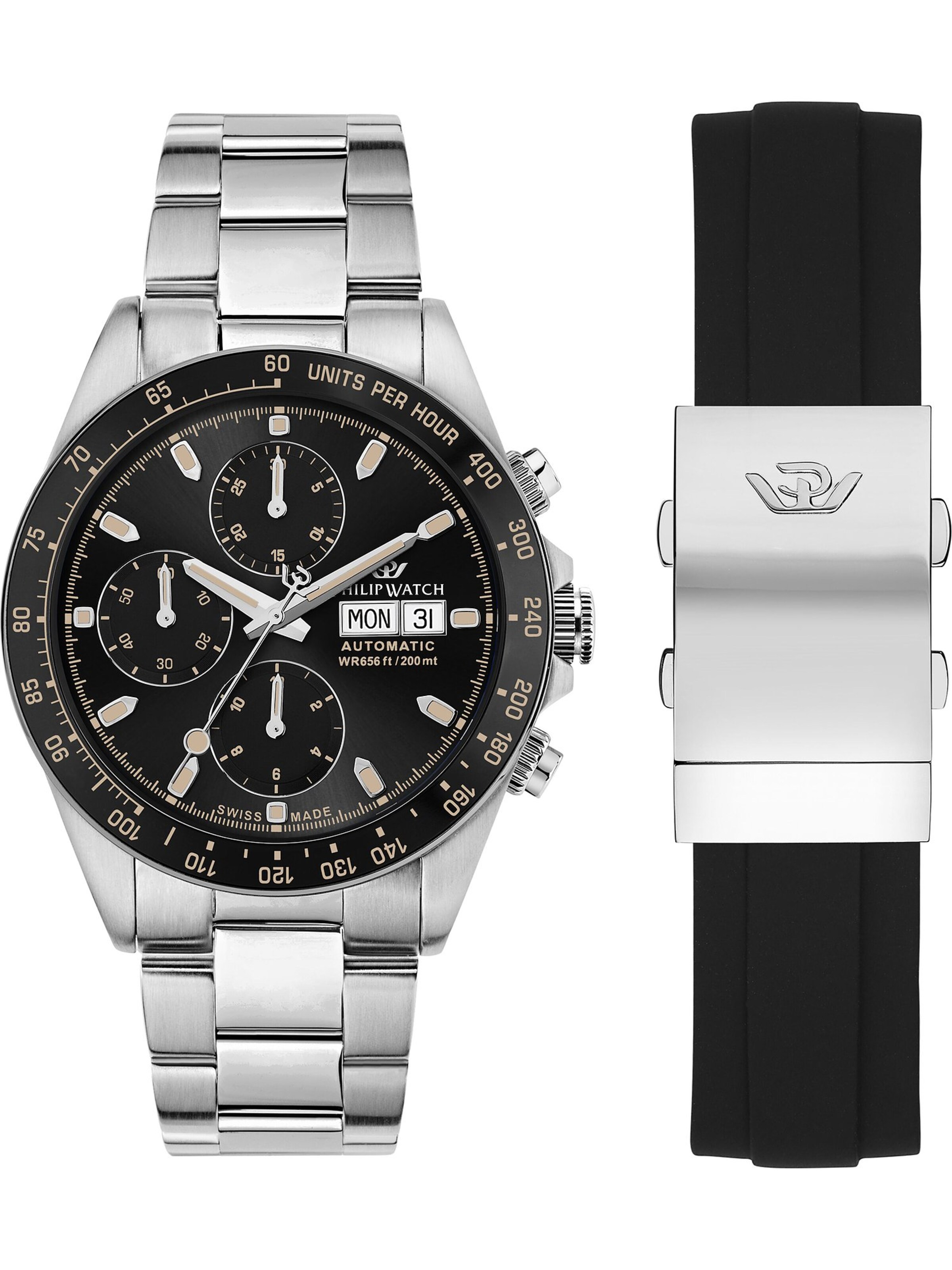 Philip Watch Analoguhr Set in Silber: Vorderseite