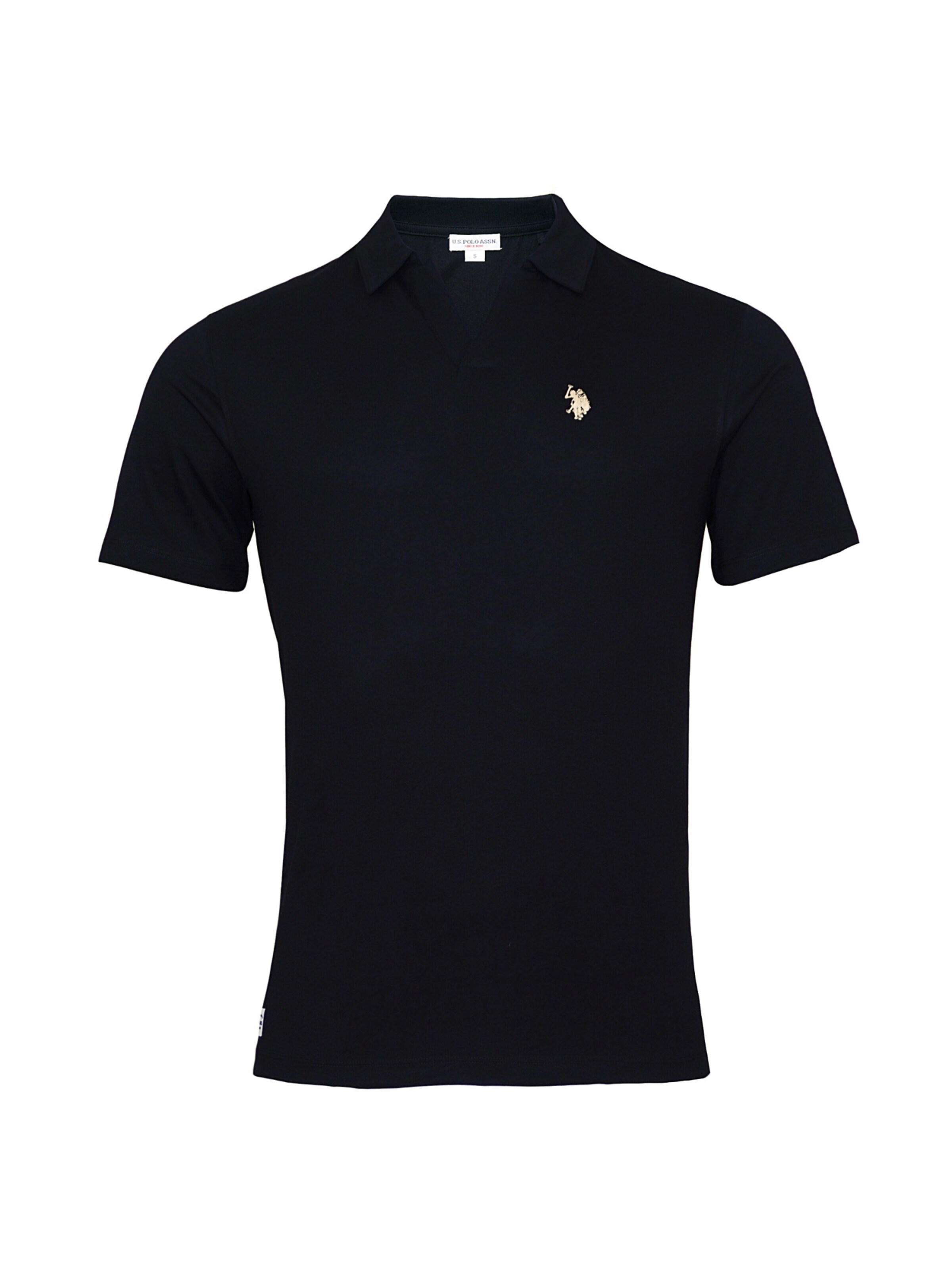 U.S. POLO ASSN. Shirt 'Knopflos' in Zwart: voorkant