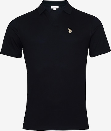 U.S. POLO ASSN. Poloshirt 'Knopflos' in Schwarz: Vorderseite