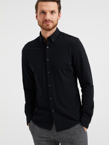 WE Fashion Slim fit Button Up Shirt in Black