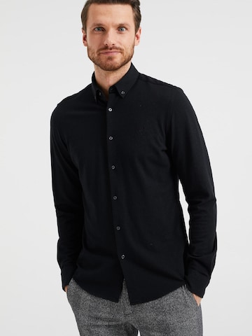 WE Fashion Slim fit Button Up Shirt in Black