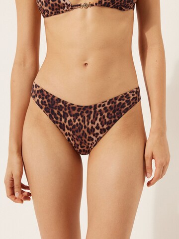 CALZEDONIA Bikini Bottoms 'Brown Animalier' in Brown: front