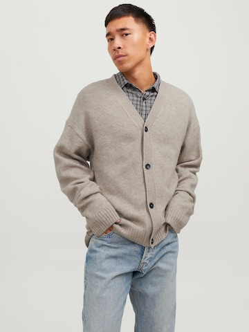 JACK & JONES Knit Cardigan 'Ollie' in Grey: front